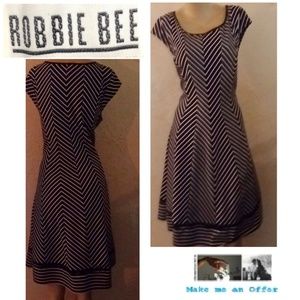 Robbie Lee NWOT Black White Stripe Dress Size L